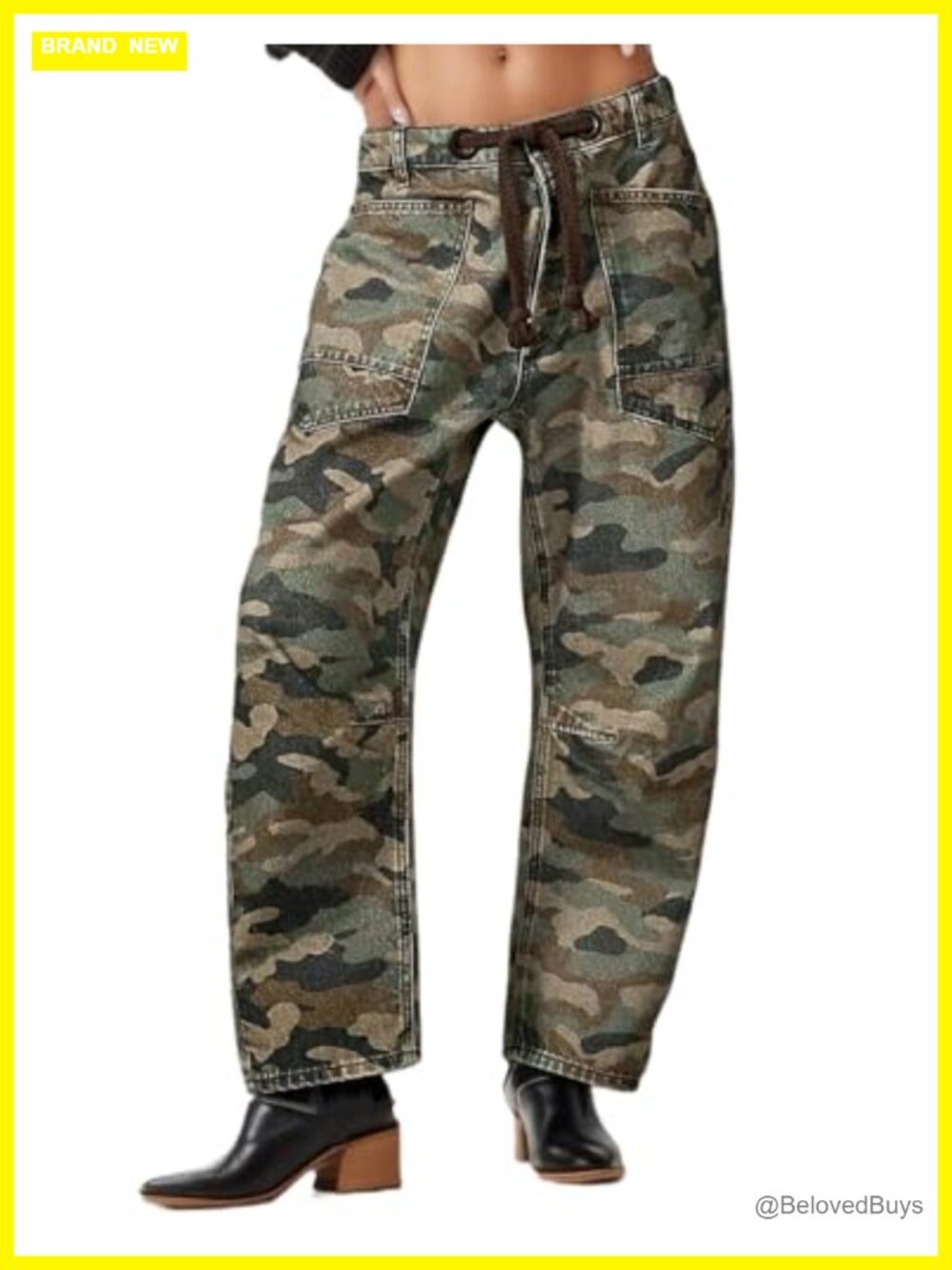 Mid Rise Barrel Jeans Baggy Denim Pants with Pockets
